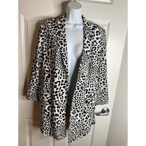 Chico's Women's Duster Leopard Print Boyfriend Jacket NEW ~ Size 1